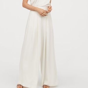 H&M Cream Wide Leg Pants Trousers Size 2